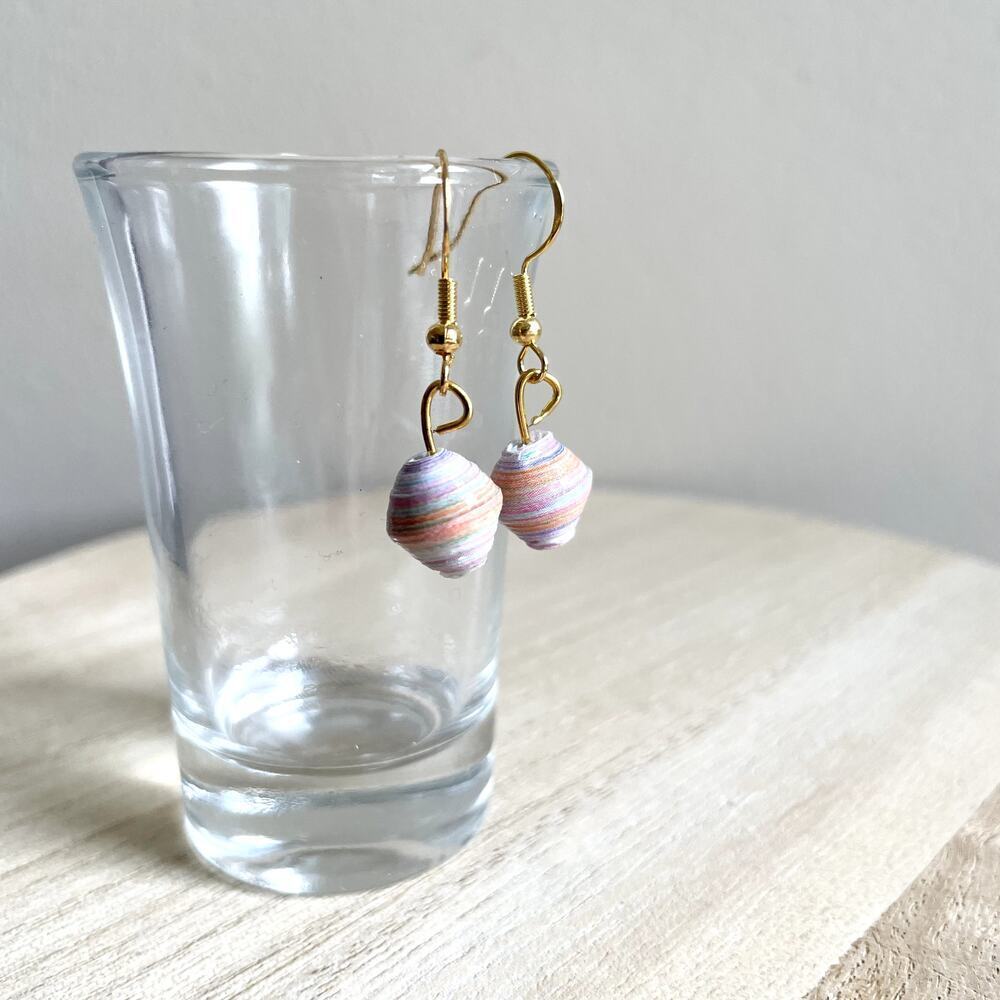Gypsy Beaded Earrings NWT handmade metallic delicate lightweight vintage stateme